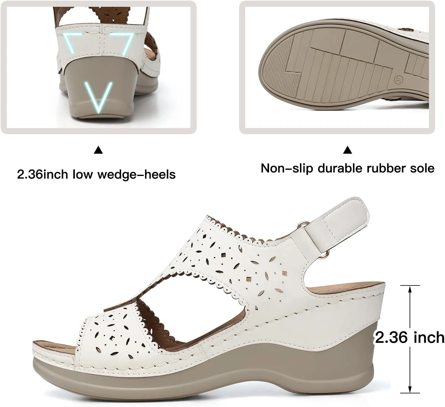 TEMOFON Womens Sandals Wedge Platform: Summer Ankle Strap Open Toe Wedge - Dressy Sandals Women - Comfortable Walking Low Sandal