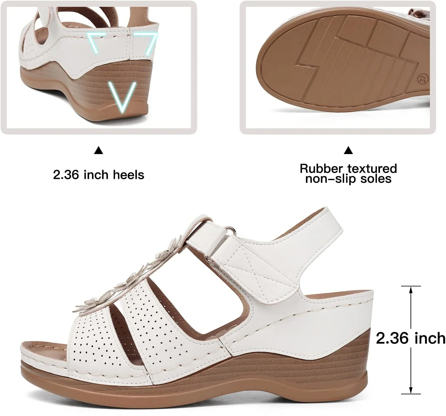 TEMOFON Womens Sandals Wedge Platform: Summer Ankle Strap Open Toe Wedge - Dressy Sandals Women - Comfortable Walking Low Sandal
