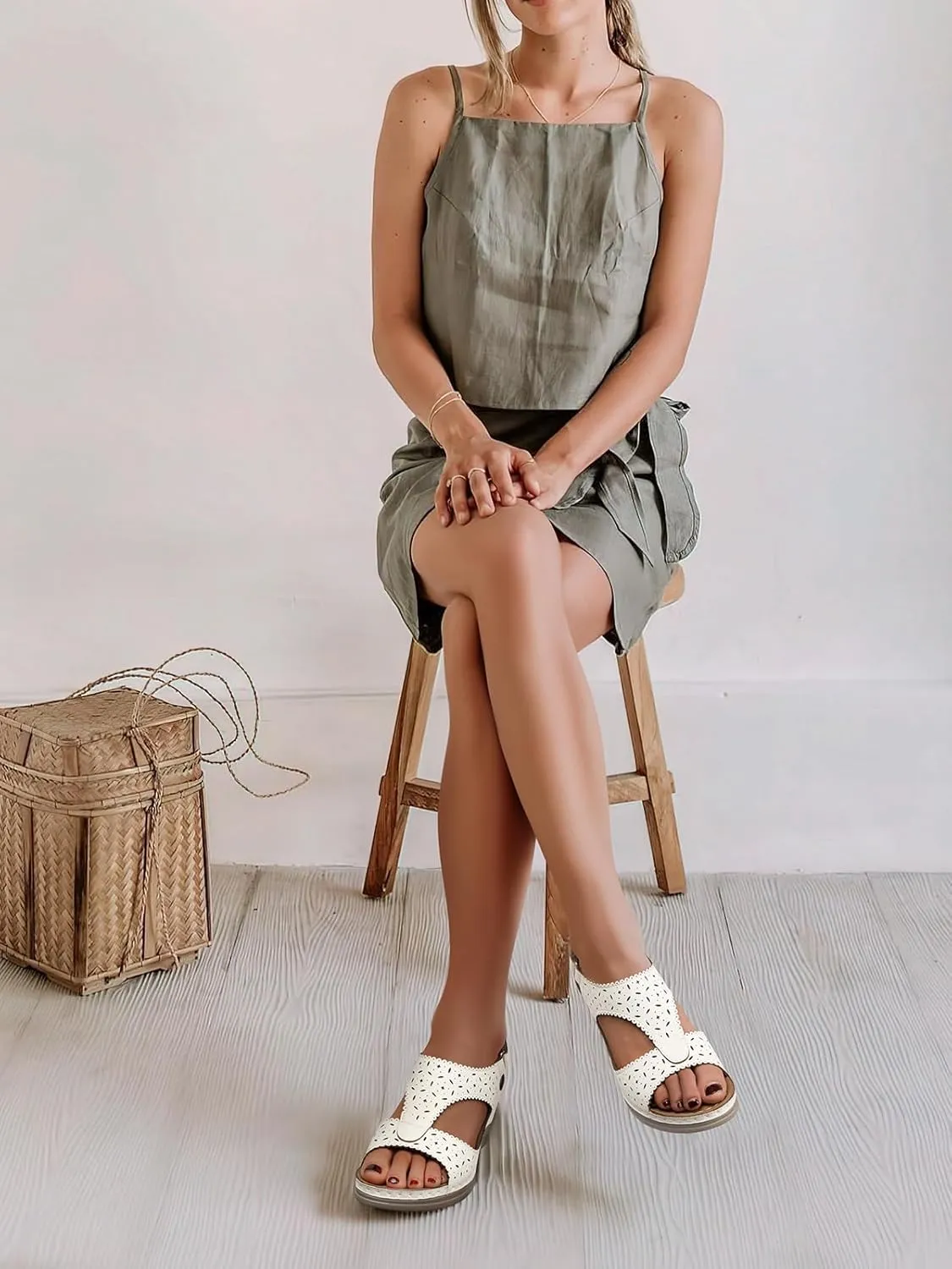 TEMOFON Womens Sandals Wedge Platform: Summer Ankle Strap Open Toe Wedge - Dressy Sandals Women - Comfortable Walking Low Sandal