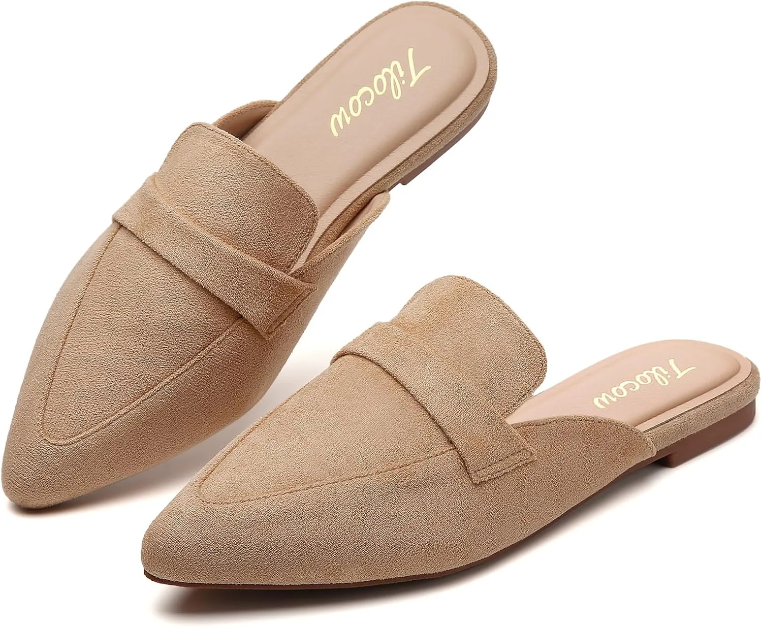 Tilocow Slip On Mules for Women Open Back Closed Pointed Toe Flats Womens Business Work Shoes Flavor Slides