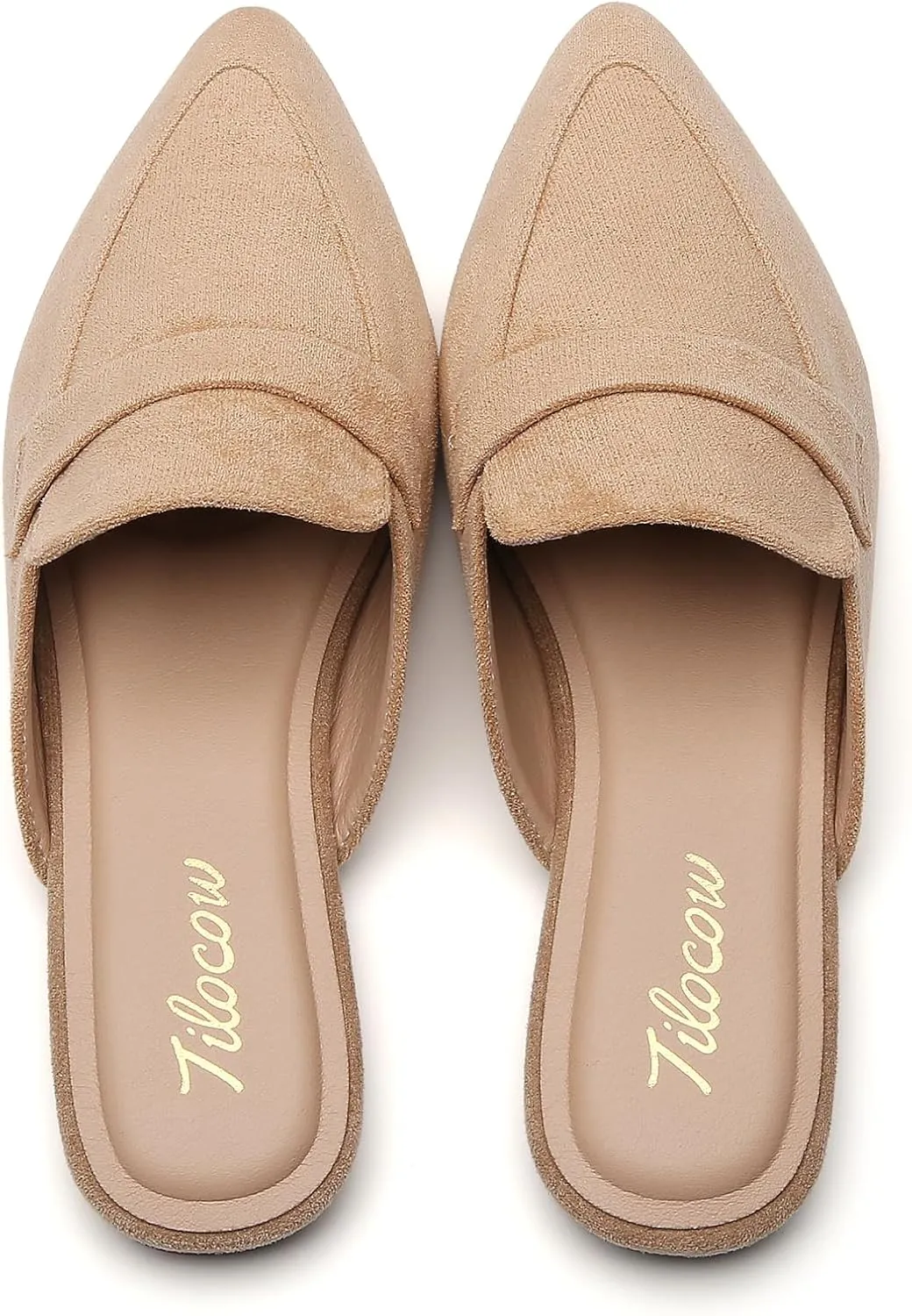 Tilocow Slip On Mules for Women Open Back Closed Pointed Toe Flats Womens Business Work Shoes Flavor Slides