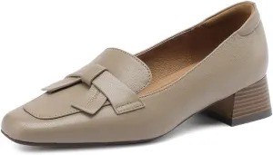 TinaCus Genuine Leather Square Toe Handmade Bowtie Women's Low Heels Casual Loafers Shoes