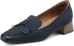 TinaCus Genuine Leather Square Toe Handmade Bowtie Women's Low Heels Casual Loafers Shoes