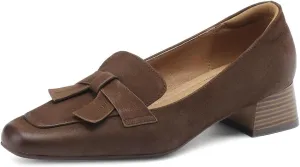 TinaCus Genuine Leather Square Toe Handmade Bowtie Women's Low Heels Casual Loafers Shoes