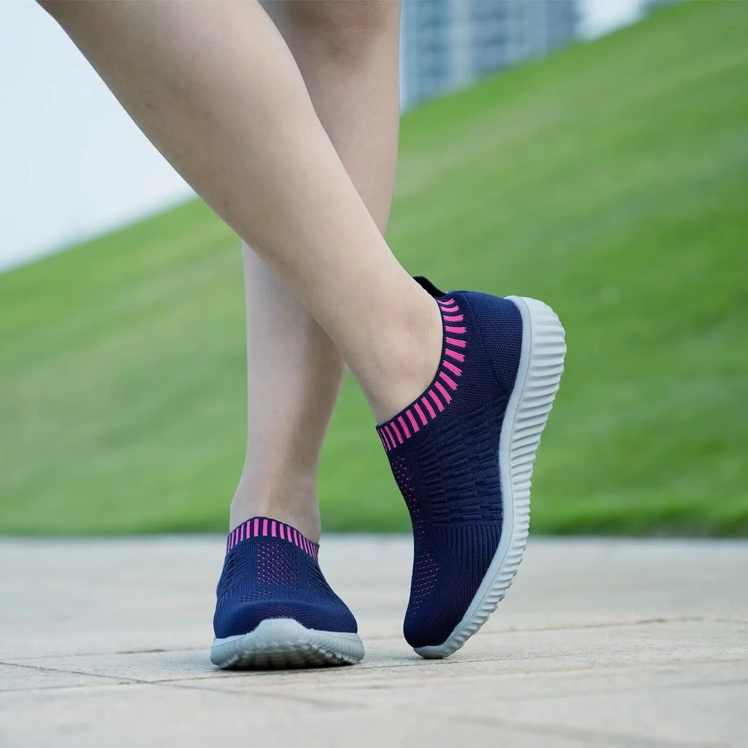 TIOSEBON Women's Athletic Walking Shoes Slip On Casual Mesh-Comfortable Tennis Workout Sneakers