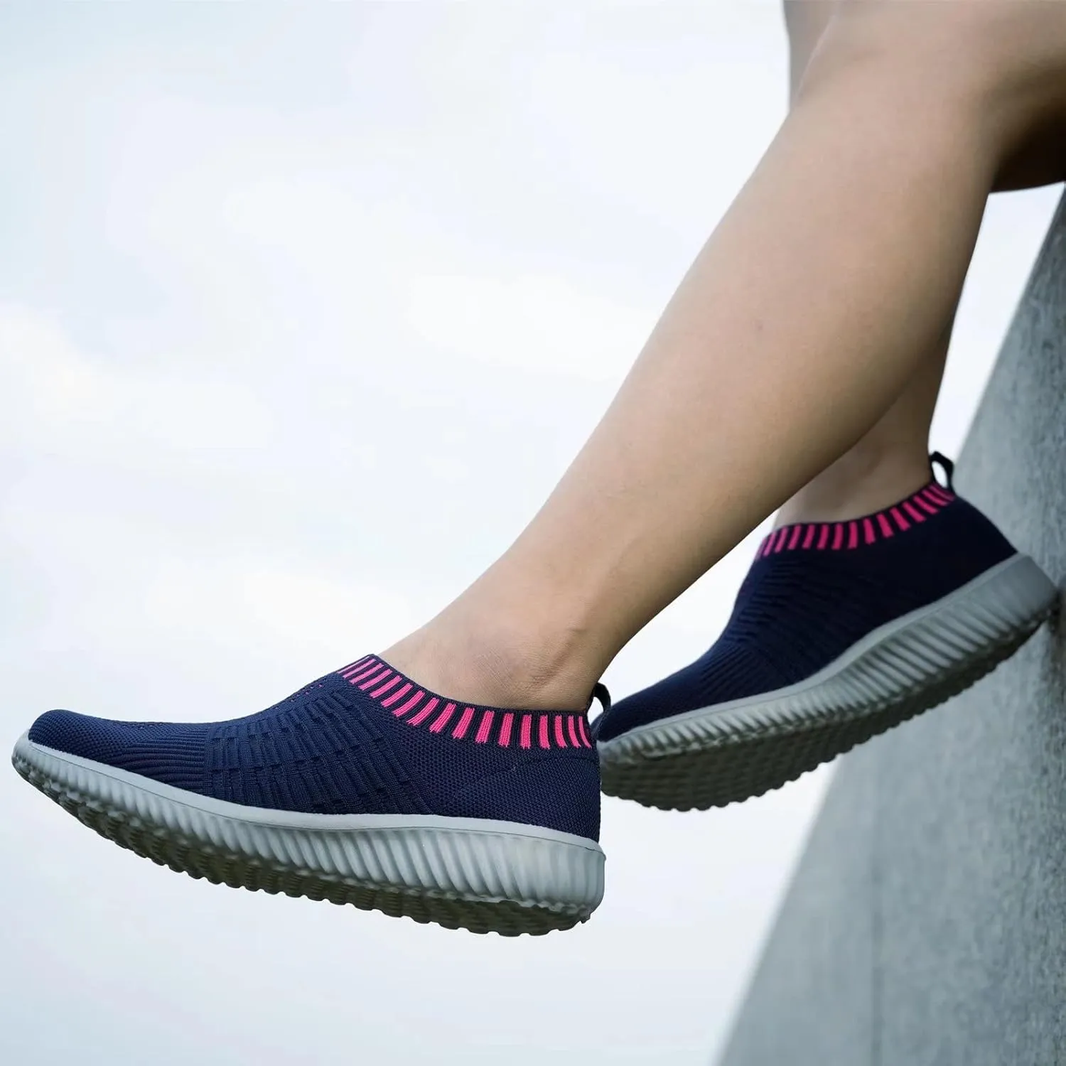 TIOSEBON Women's Athletic Walking Shoes Slip On Casual Mesh-Comfortable Tennis Workout Sneakers