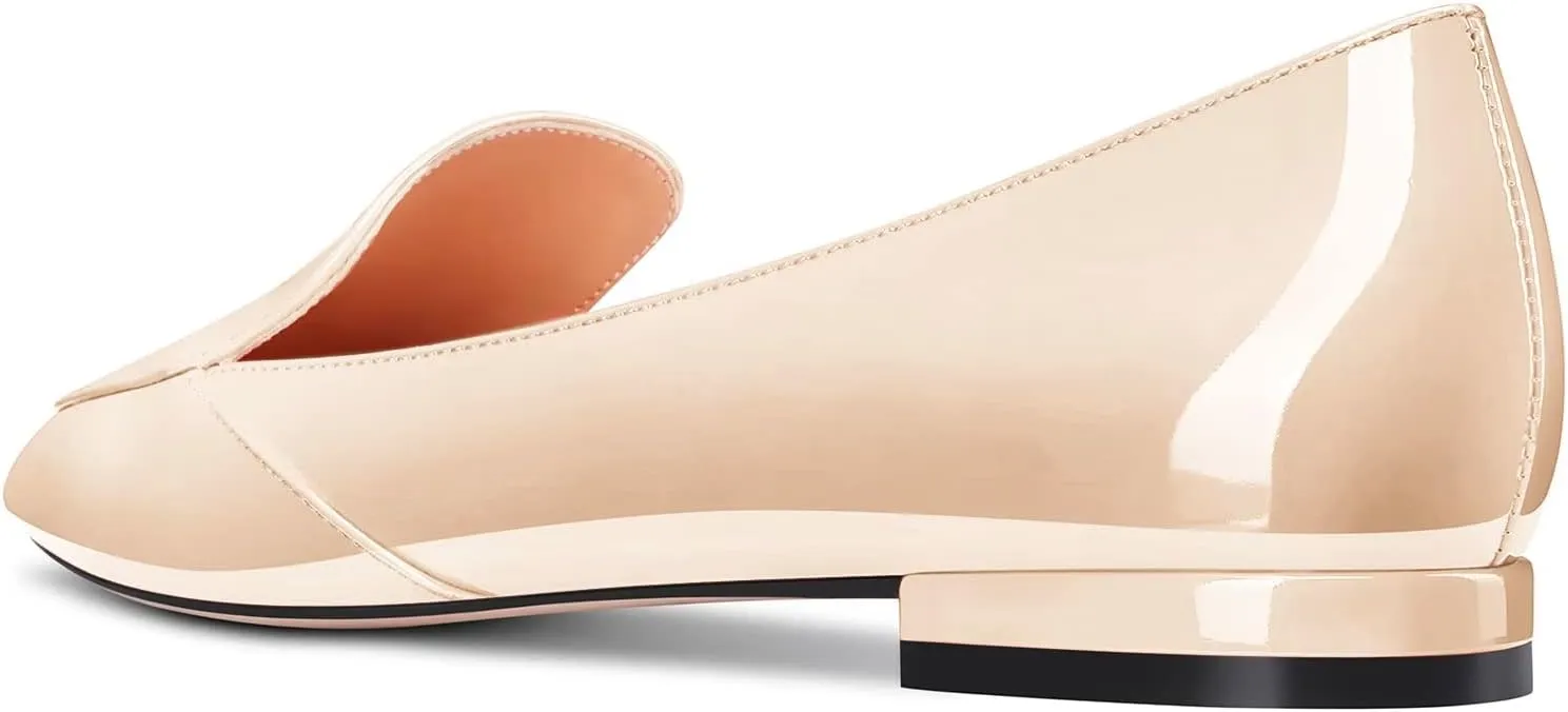 TNYNFBEB Women Chunky Block Low Heel Close Pointed Toe Loafers Shoes Slip-on Office Party Basic Classic 0.6 Inches Heels
