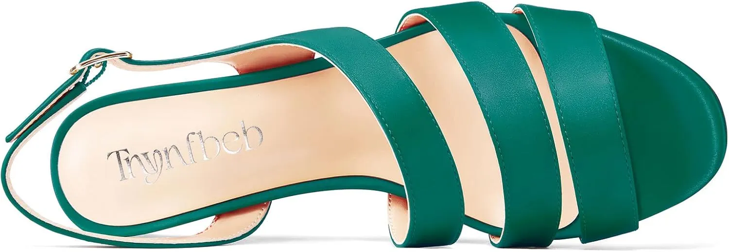TNYNFBEB Women Mid Heel Peep Open Toe Sandals Ankle Strap Buckle Prom Wedding Cute Basic Classic 2.0 Inches Heels