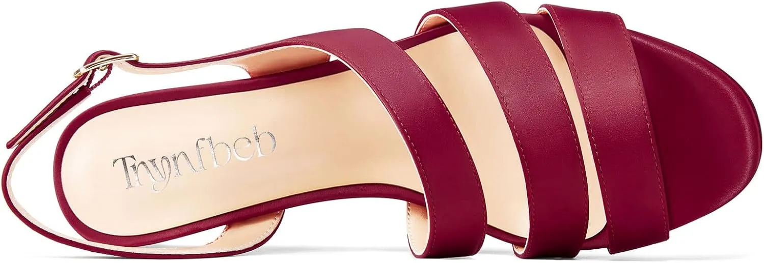 TNYNFBEB Women Mid Heel Peep Open Toe Sandals Ankle Strap Buckle Prom Wedding Cute Basic Classic 2.0 Inches Heels