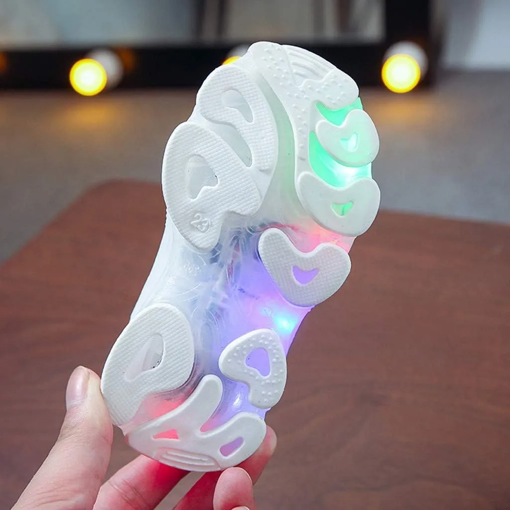 Toddler Baby Girl Boy LED Mesh Letter Run Sneakers for Little Kids 1-6 Years Kids Soft Sole Light Up Socks Sport Shoes (White-1#a, 4-4.5Years)