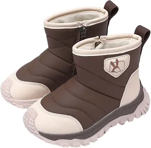 Toddler Cotton Soft Snow Booties Side Zipper 𝐖aterproof Warm Shoes Baby Boys Infant Boots Sole Non Slip Ski Warm Comfy