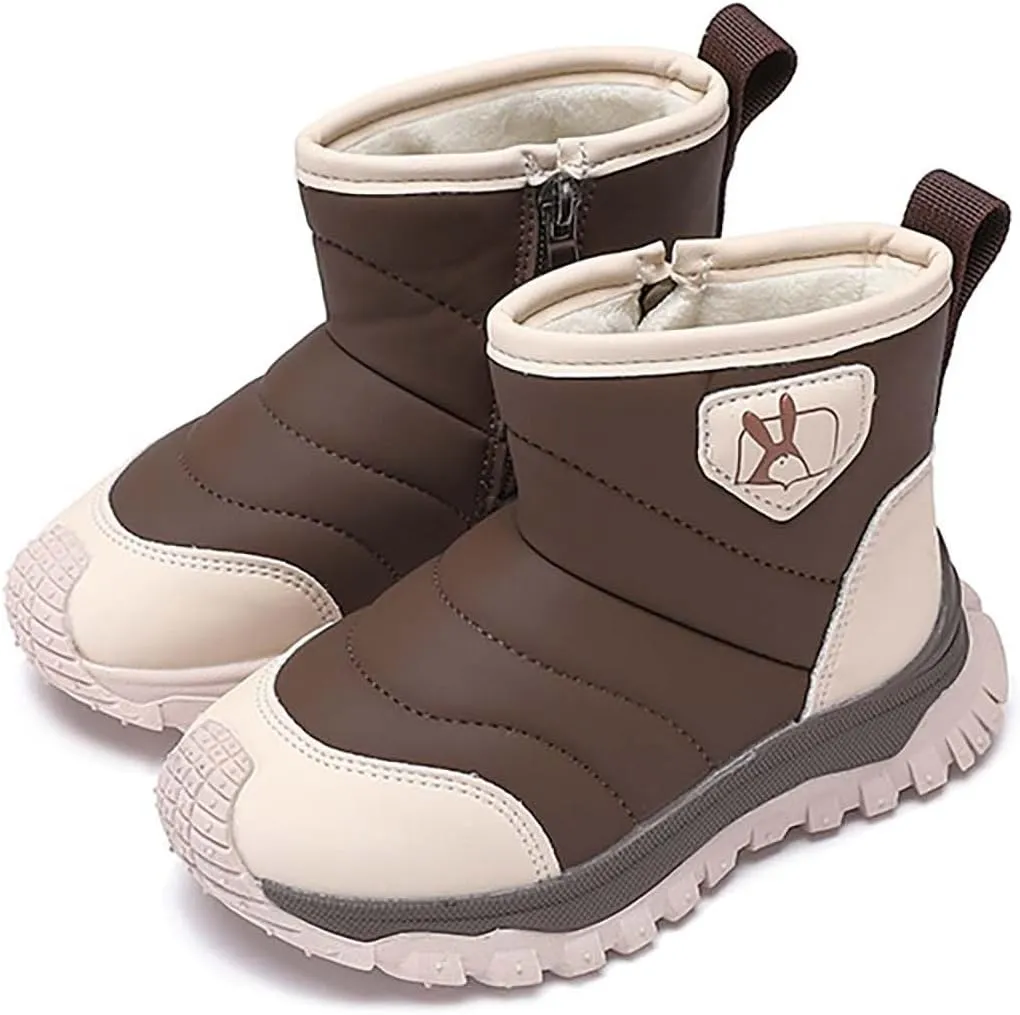 Toddler Cotton Soft Snow Booties Side Zipper 𝐖aterproof Warm Shoes Baby Boys Infant Boots Sole Non Slip Ski Warm Comfy