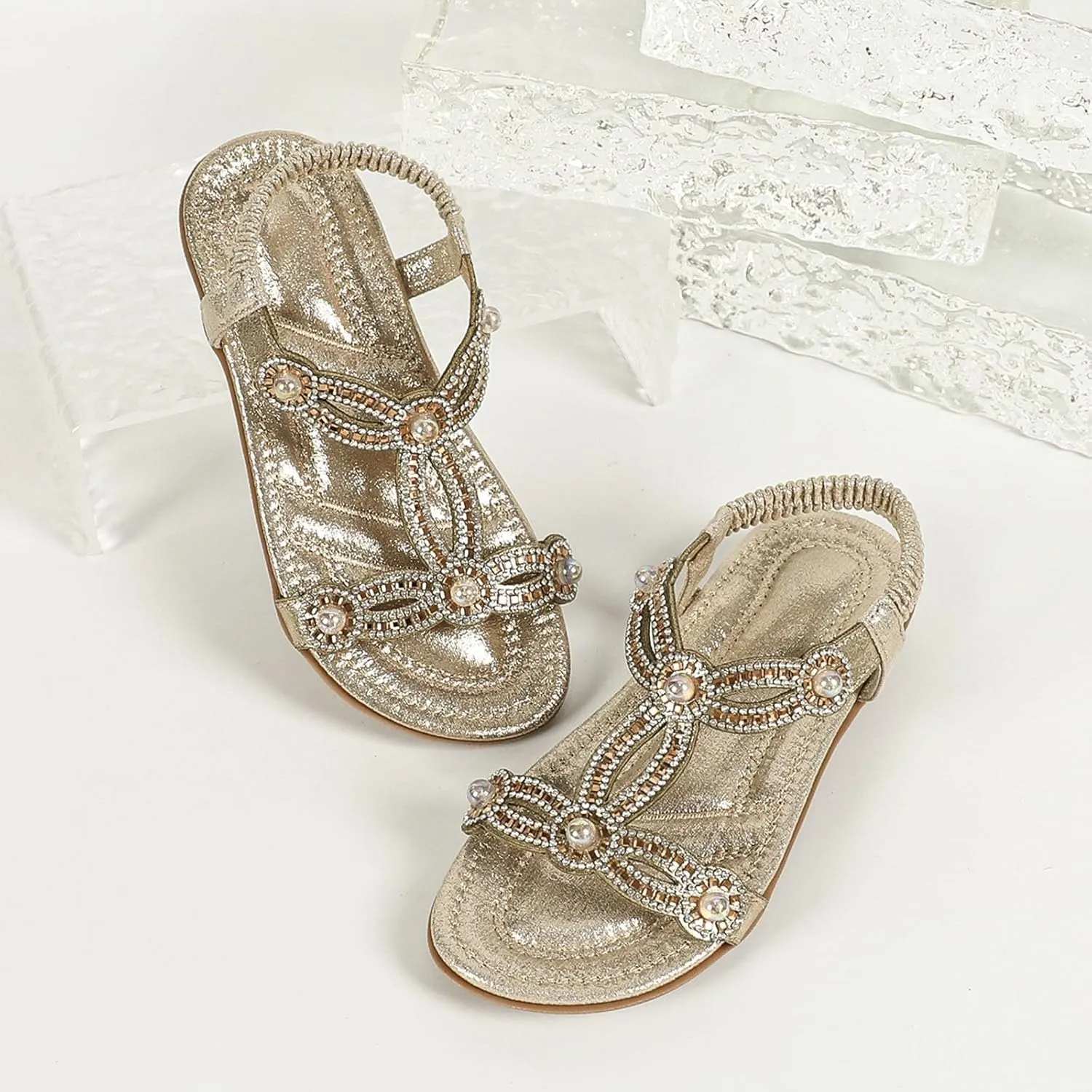 Toddler Girls Pearl Sequins Sandals Formal Dress Open Toe Fancy Wide Shoes Kids Baby Elegant Flat Non Slip Fancy Shoes
