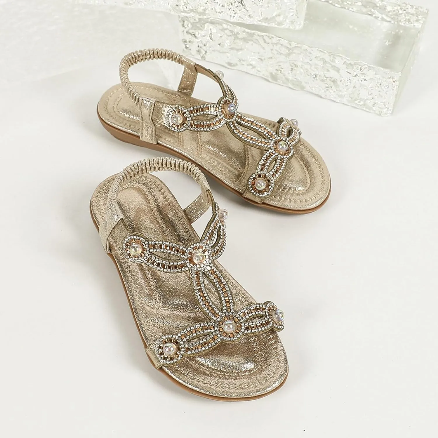 Toddler Girls Pearl Sequins Sandals Formal Dress Open Toe Fancy Wide Shoes Kids Baby Elegant Flat Non Slip Fancy Shoes