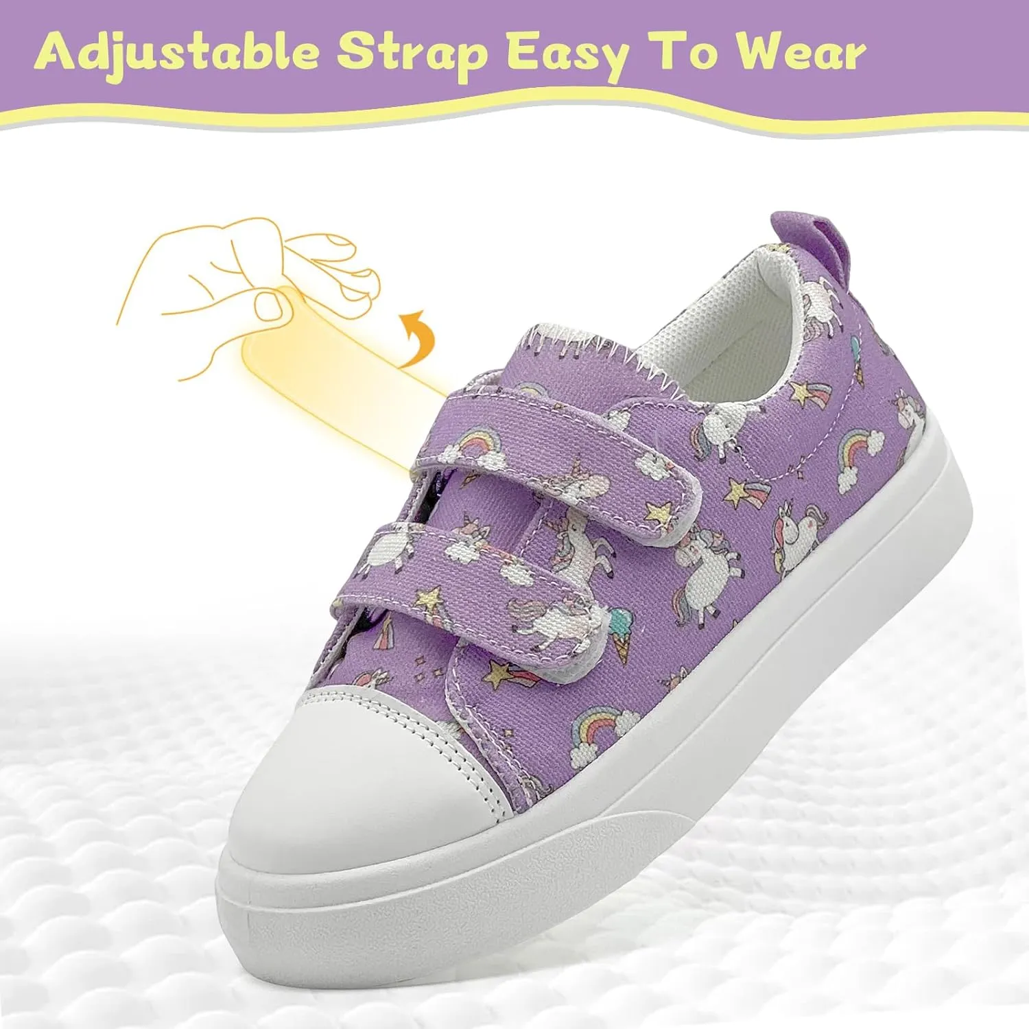 Toddler Shoes for Boys and Girls Low Top Adjustable Strap Kids Canvas Sneakers Walking Running Casual Shoes