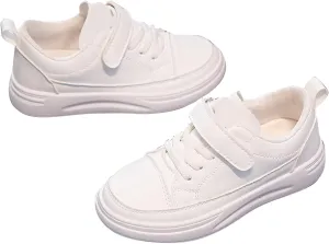 Toddler Shoes for Boys Girls, Kids Low Top Leather Sneakers Adjustable Strap Running Walking Casual Shoes