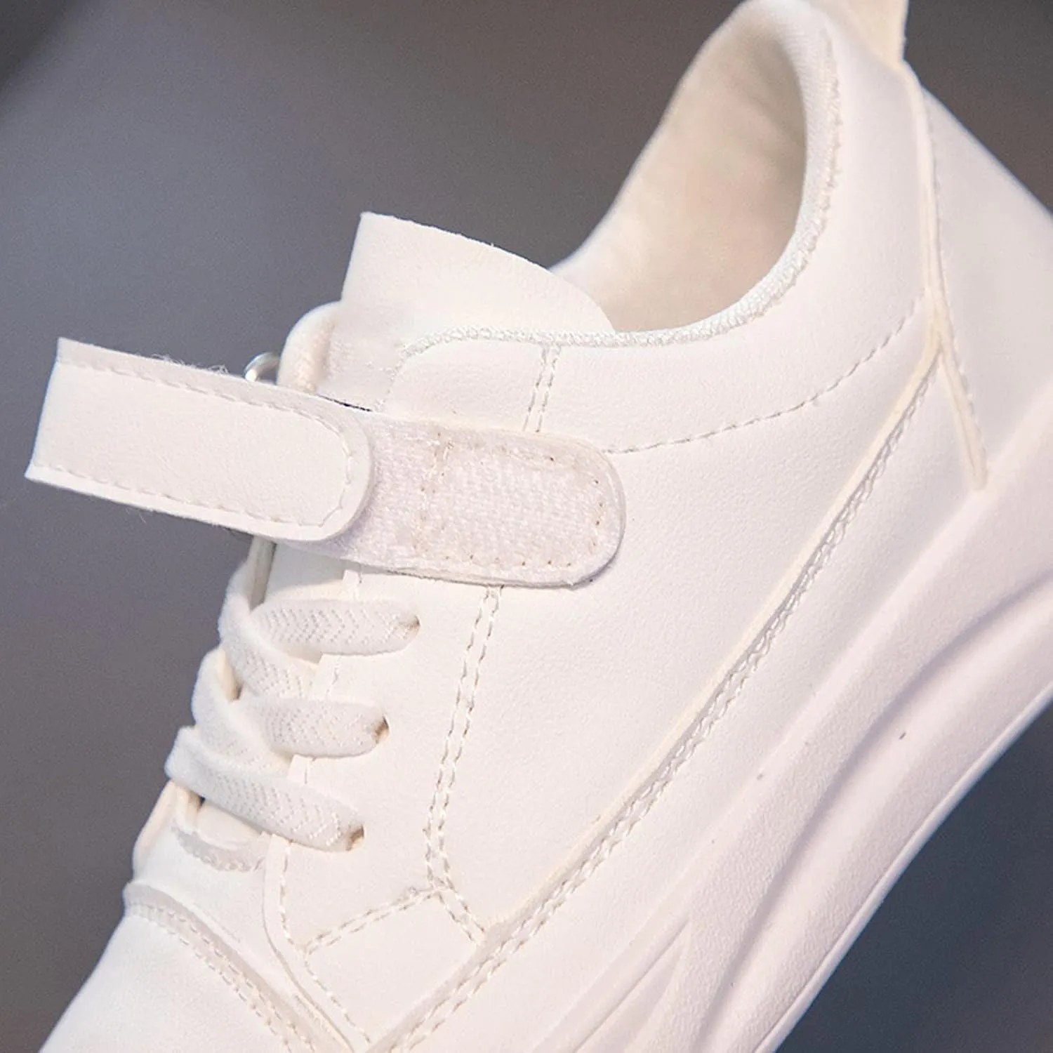 Toddler Shoes for Boys Girls, Kids Low Top Leather Sneakers Adjustable Strap Running Walking Casual Shoes
