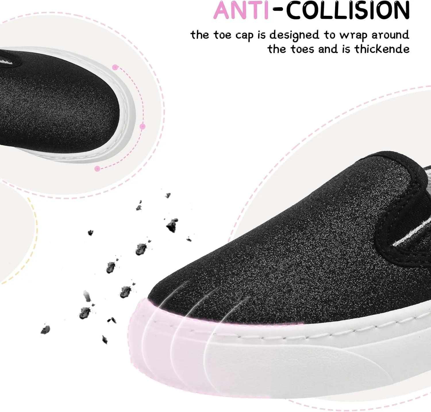 Toddler Sneakers for Girls Boys Low Top Slip On Kids Canvas Casual Shoes Comfortable Walking Sequins Glitter Shoes