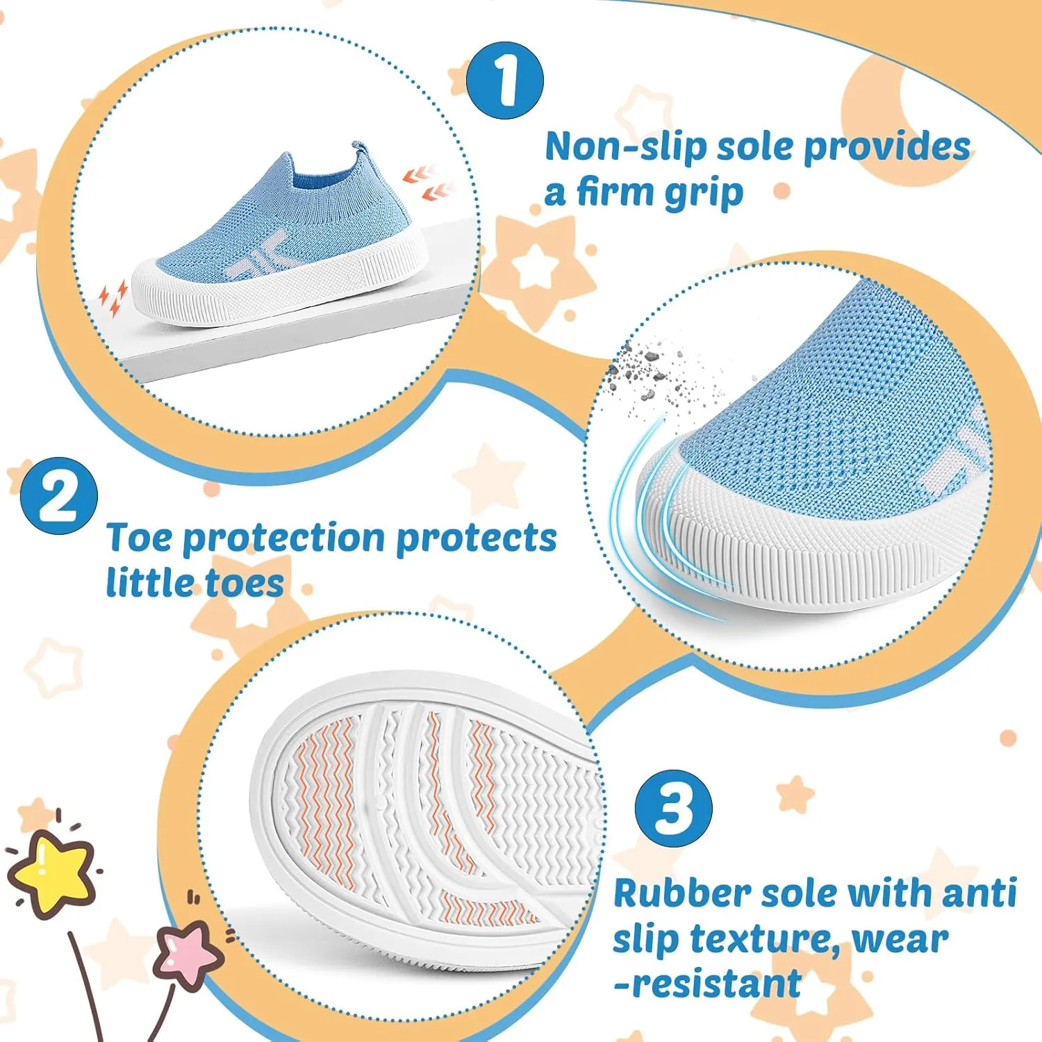 Toddler Summer First Walking Shoes Breathable Non-Slip Soft Sole Wide Toddler Shoes Tennis Sneakers Knitted Mesh Elastic Sock Shoes for Baby Boy Girl Outdoor Indoor Walker Shoes