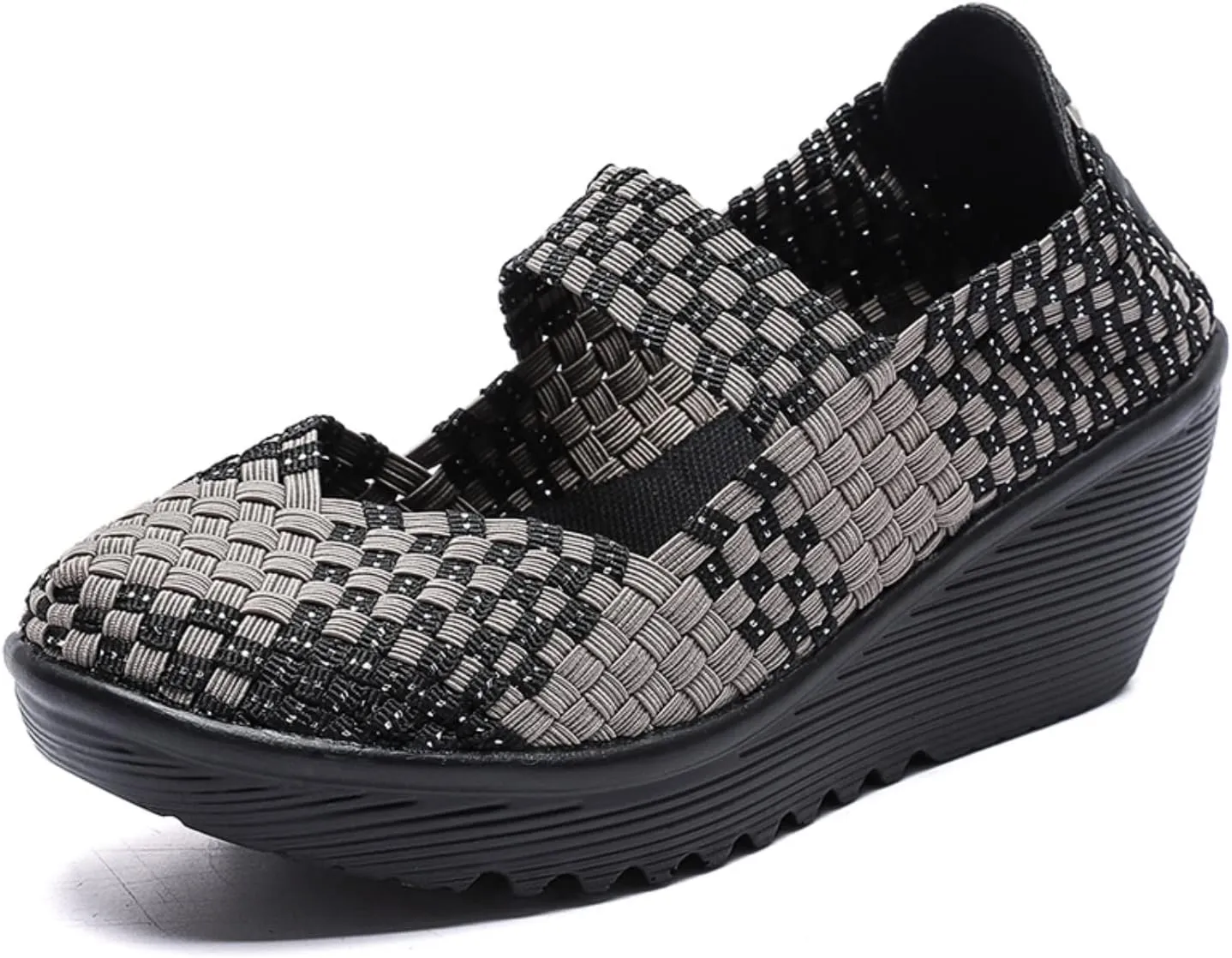 Touchmosees Women's Platform Wedge Sandals Woven Pumps Mary Jane Shoes Comfortable Walking Shoes