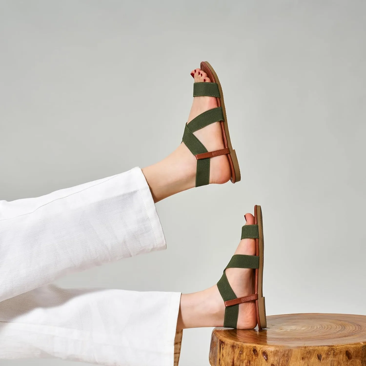 Trary Sandals Women, Womens Sandals, Flat Sandals for Women Dressy Summer, Women's Sandals, Elastic Sandals for Women, Cute Sandals, Open Toe Dress Sandals,Wide Sandles Womans, Sandalias Para Mujer