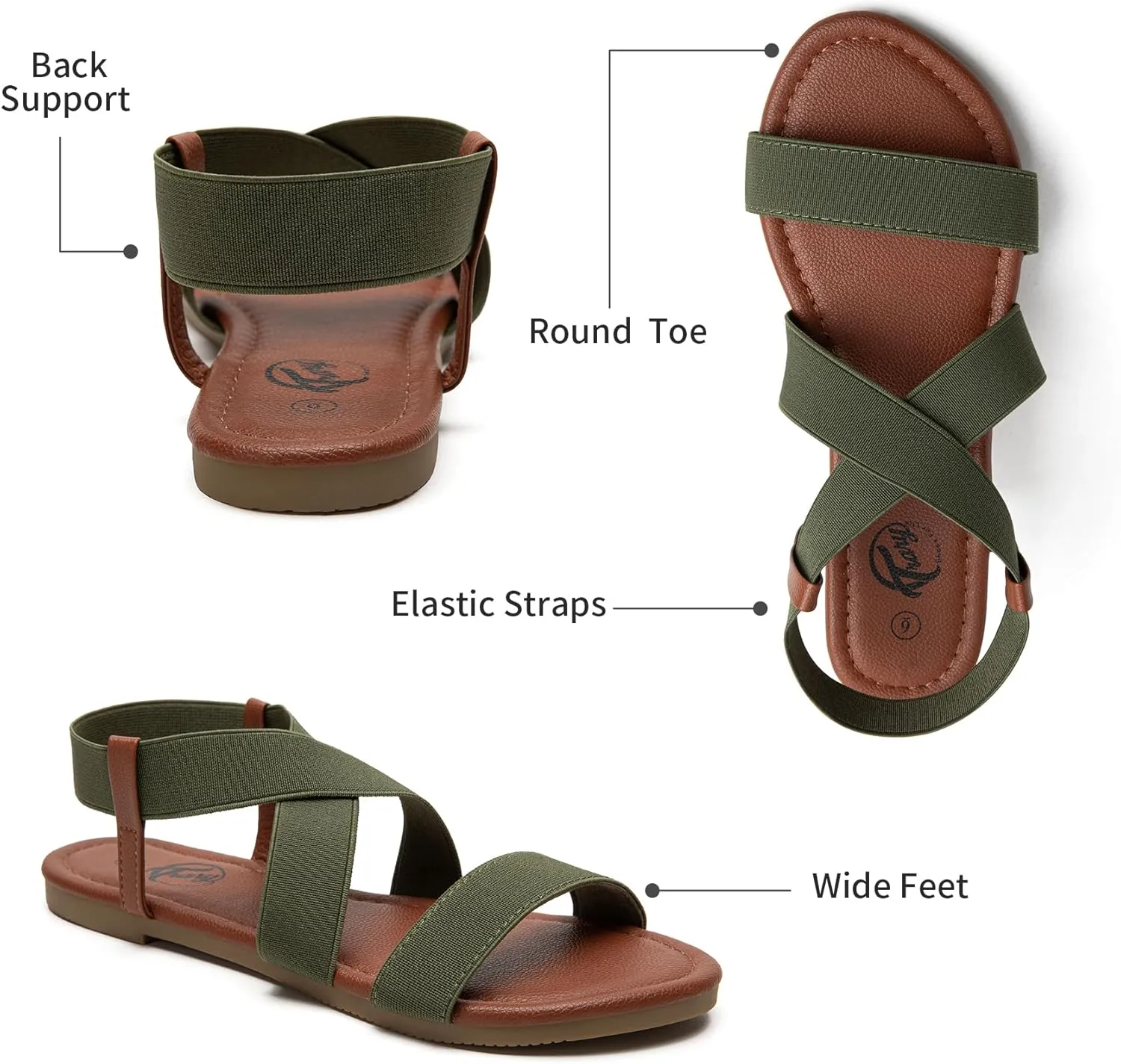 Trary Sandals Women, Womens Sandals, Flat Sandals for Women Dressy Summer, Women's Sandals, Elastic Sandals for Women, Cute Sandals, Open Toe Dress Sandals,Wide Sandles Womans, Sandalias Para Mujer