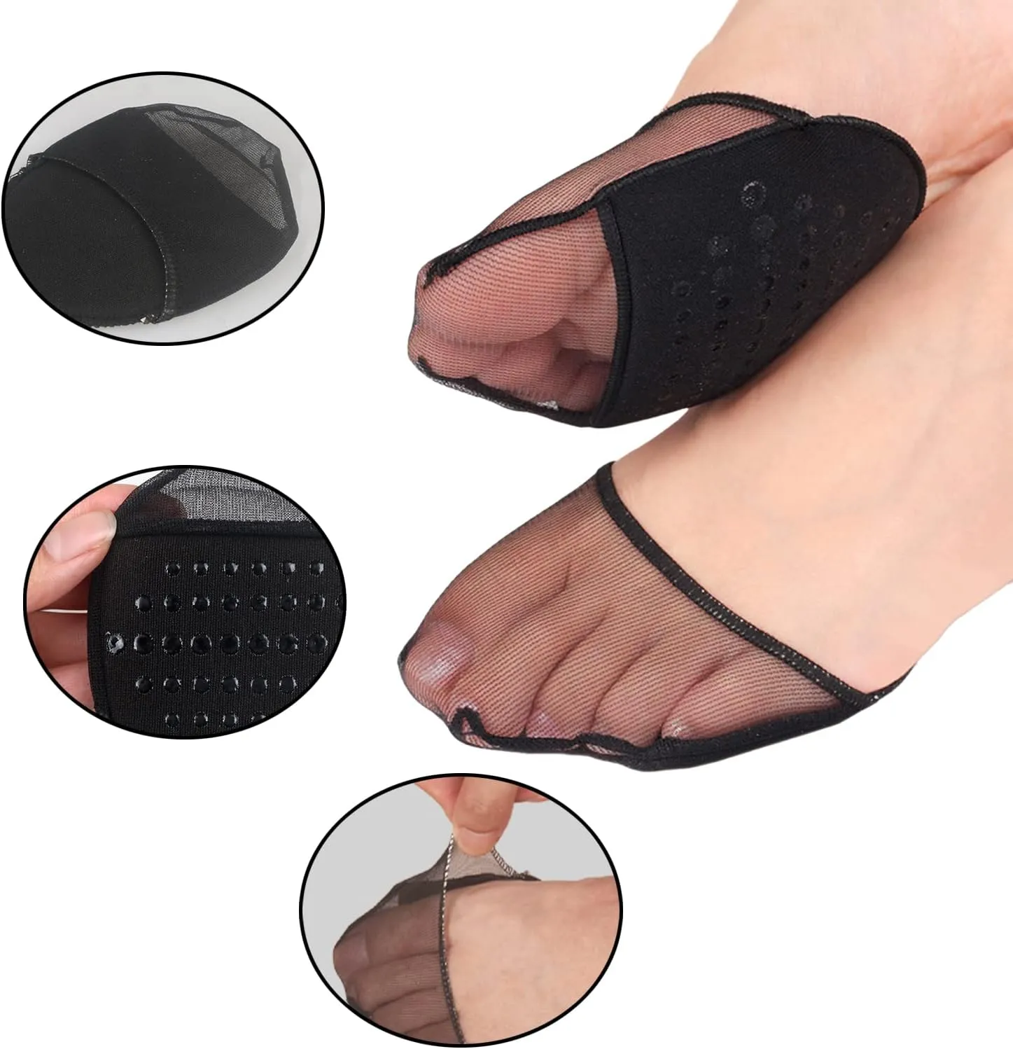 Triplewood 3 Pairs Women's Toe Topper Socks Non Slip Toe Cover No Show Half Socks with Cushion Pad
