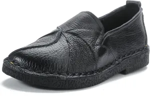 Trsorini Women Casual Loafers Shoes Comfortable Multi Color Stitching Leather Slip on Shoes for Lady Soft Sole Flat Driving Walking Dress