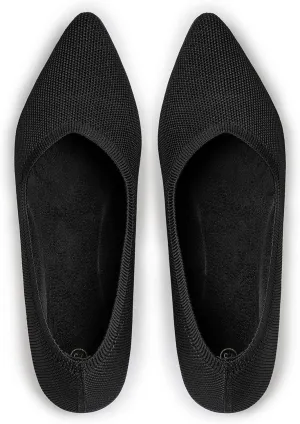 TUOKING Women's Flats Shoes Knit Pointed-Toe Ballet Dress Shoes Comfortable Soft Casual Loafers Slip on Walking Office Shoes