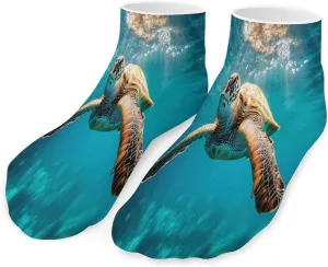 Turtle Swimming in Hawaii Low Cut Ankle Socks Casual Liner Sock Pack Non Slip Invisible For Men Women