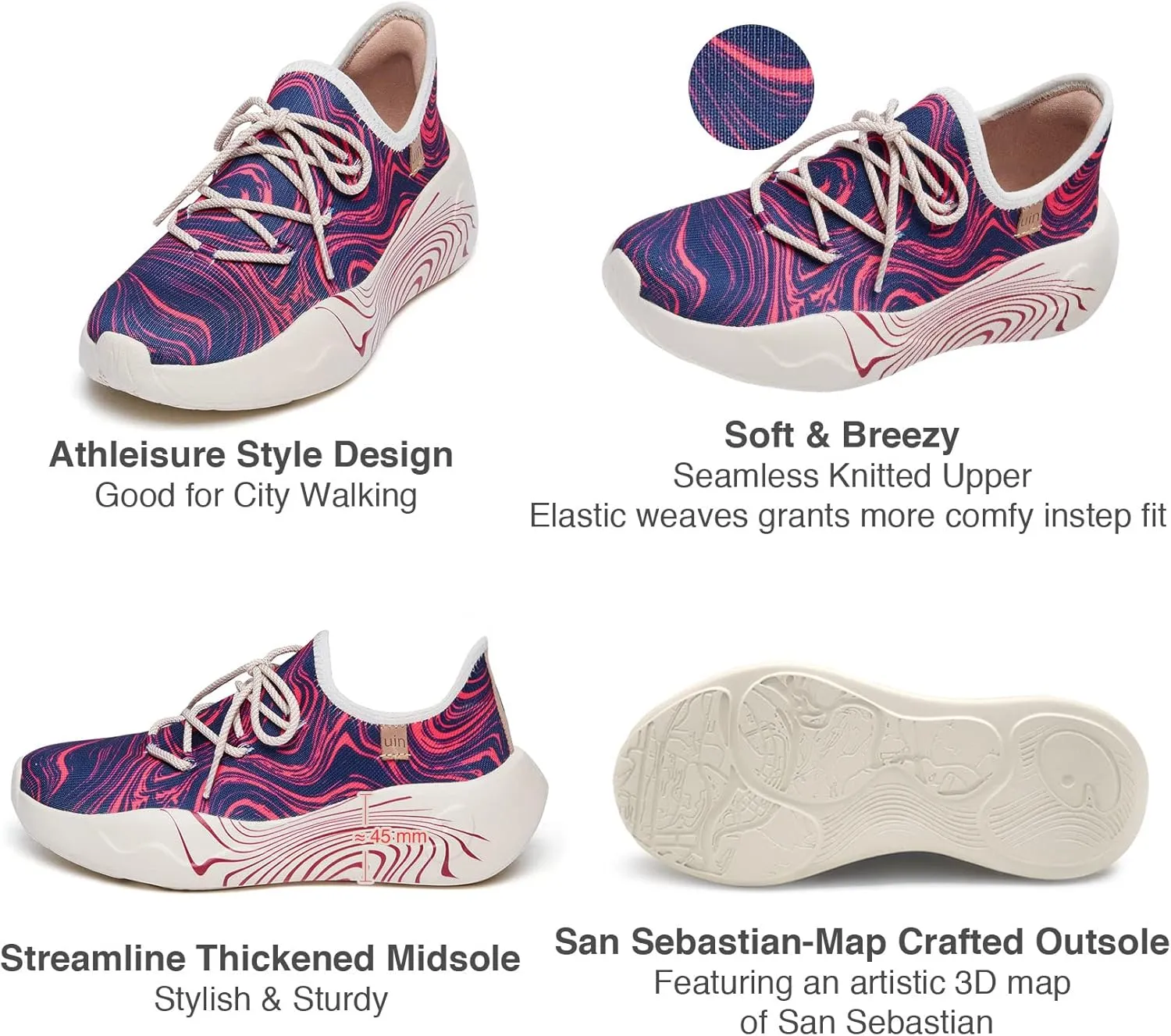 UIN Women's Fashion Sneakers Lightweight Walking Casual Slip Ons Comfortable Art Painted Athletic Travel Shoes
