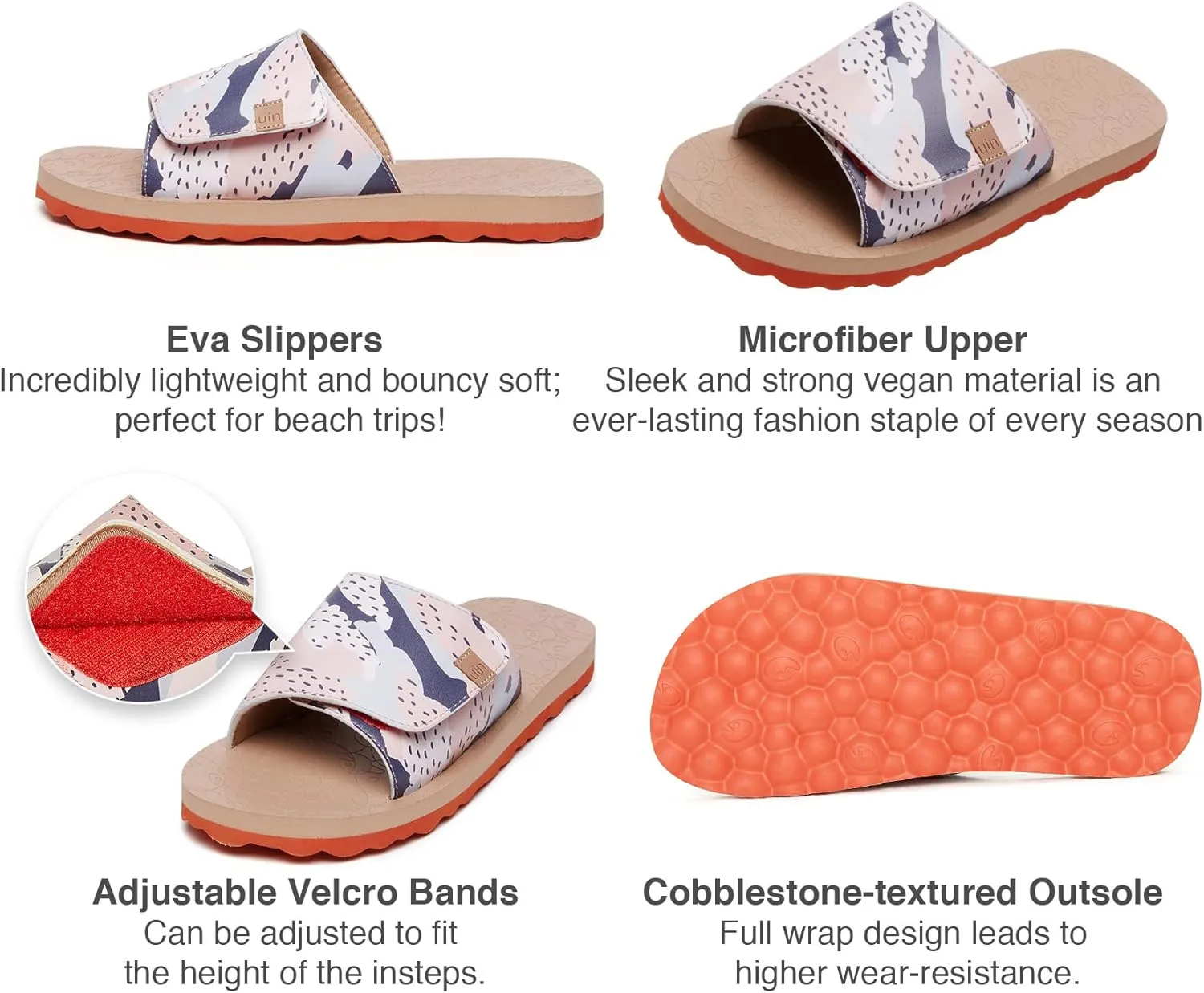 UIN Women's Flip Flops Thong Sandals Beach Summer Casual Art Painted Travel Comfort Slippers Non Slip