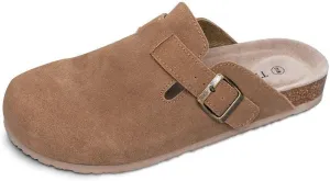Unisex Soft Footbed Clog，Suede Leather Clogs, Cork Clogs Shoes for Women Men，Antislip Sole Slippers Mules