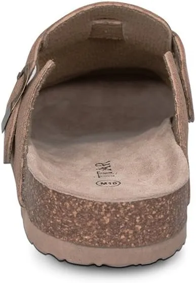 Unisex Soft Footbed Clog，Suede Leather Clogs, Cork Clogs Shoes for Women Men，Antislip Sole Slippers Mules
