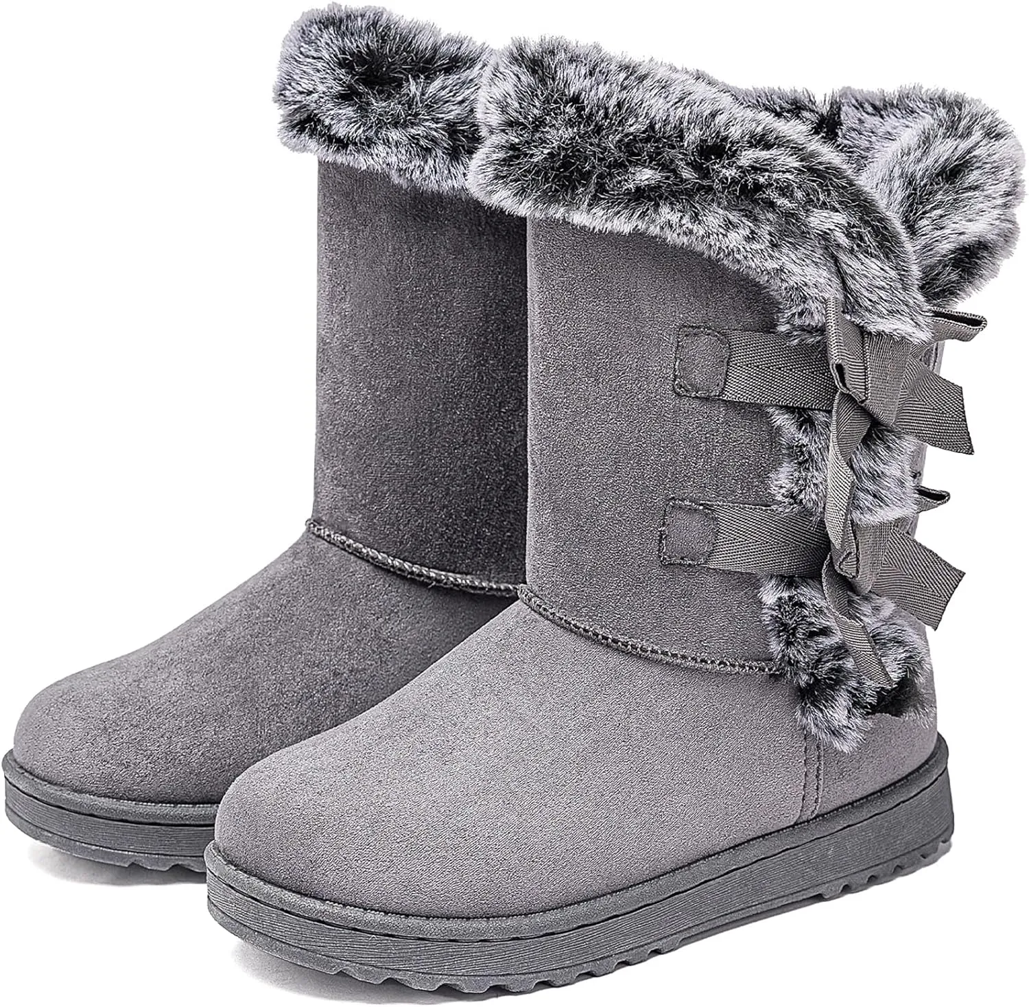 Uoidru Women's Snow Boots Anti-Slip Mid-calf Winter Boots for Womens Faux Fur Lined Winter Suede Snow Boots Womens Comfortable Fashion Boots