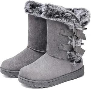 Uoidru Women's Snow Boots Anti-Slip Mid-calf Winter Boots for Womens Faux Fur Lined Winter Suede Snow Boots Womens Comfortable Fashion Boots
