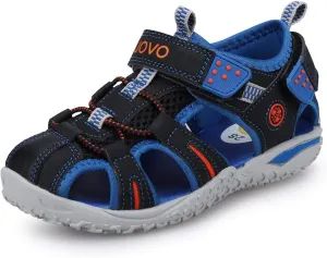 UOVO Boys Sandals Hiking Athletic Closed-Toe Beach Sandals Kids Summer Shoes (4.5 M US Big Kid, Black/blue)