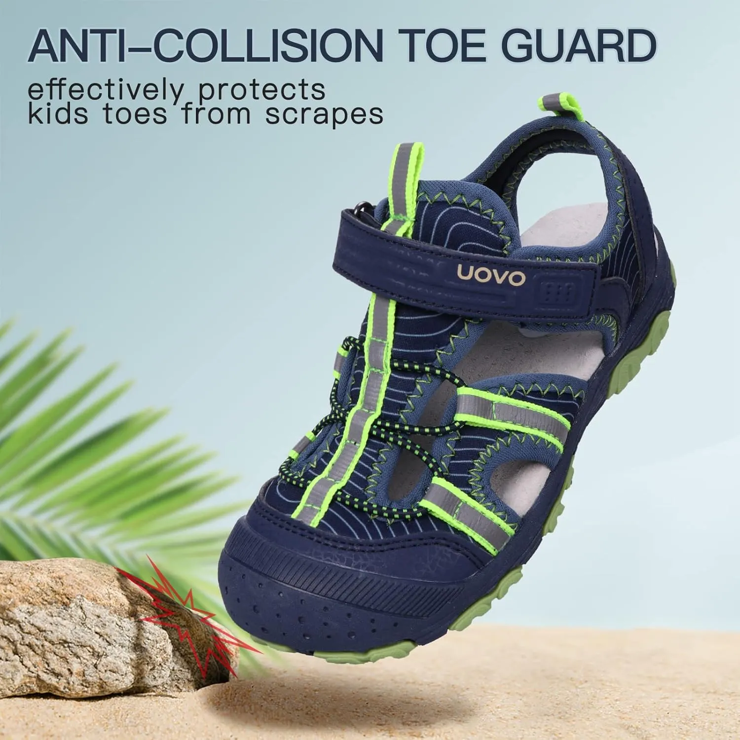 UOVO Boys Sandals Kids Sandals Hiking Athletic Closed-Toe Beach Summer Sandals for Boys Quick-Drying