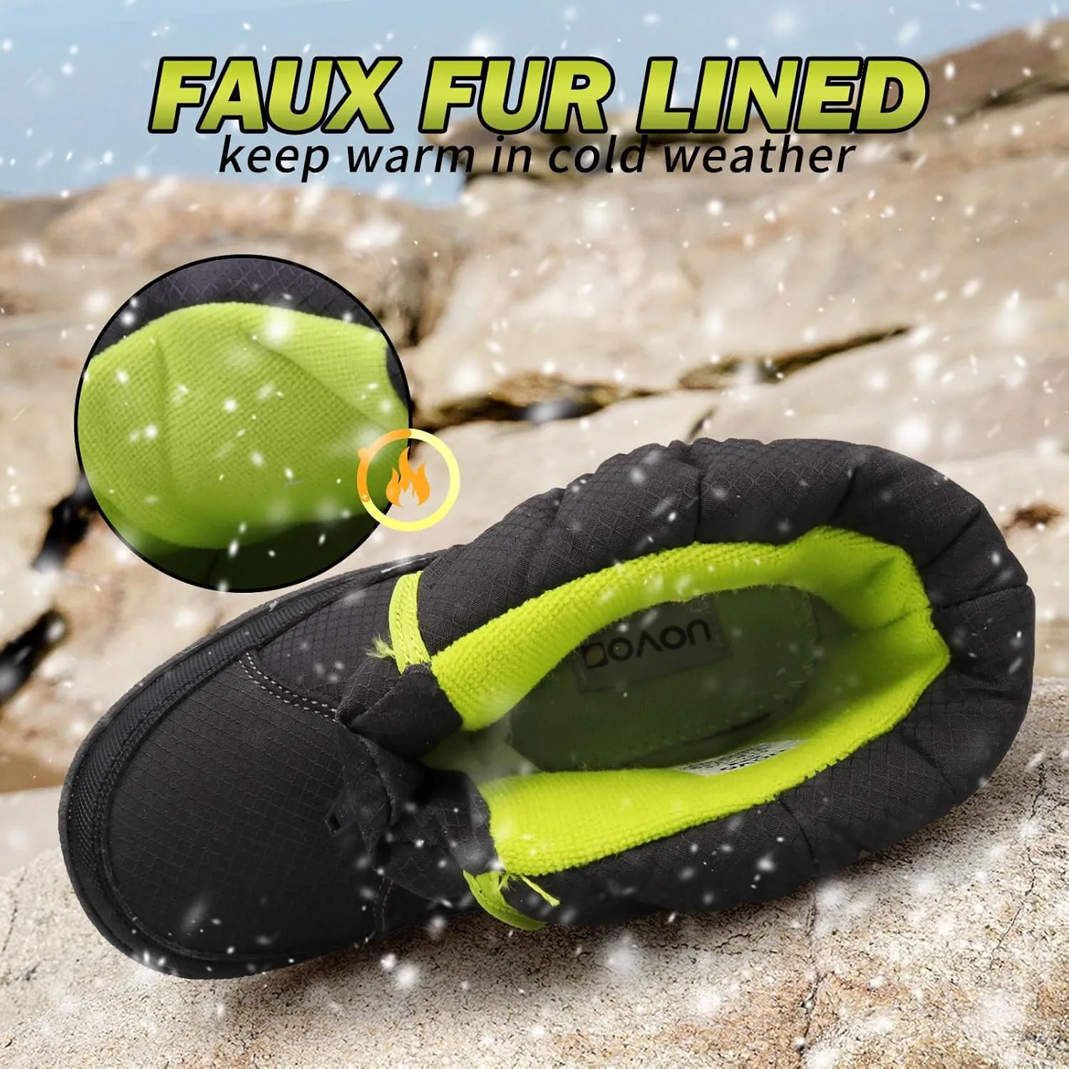 UOVO Kids Boys girls Snow Boots Warm Ankle Fur Lined Slip Resistant Waterproof Outdoor Winter Shoes(Little Kids/Big Kids)
