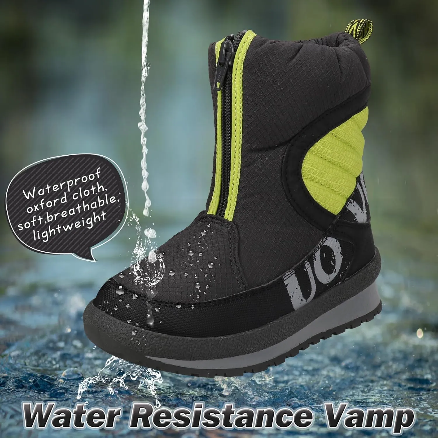 UOVO Kids Boys girls Snow Boots Warm Ankle Fur Lined Slip Resistant Waterproof Outdoor Winter Shoes(Little Kids/Big Kids)
