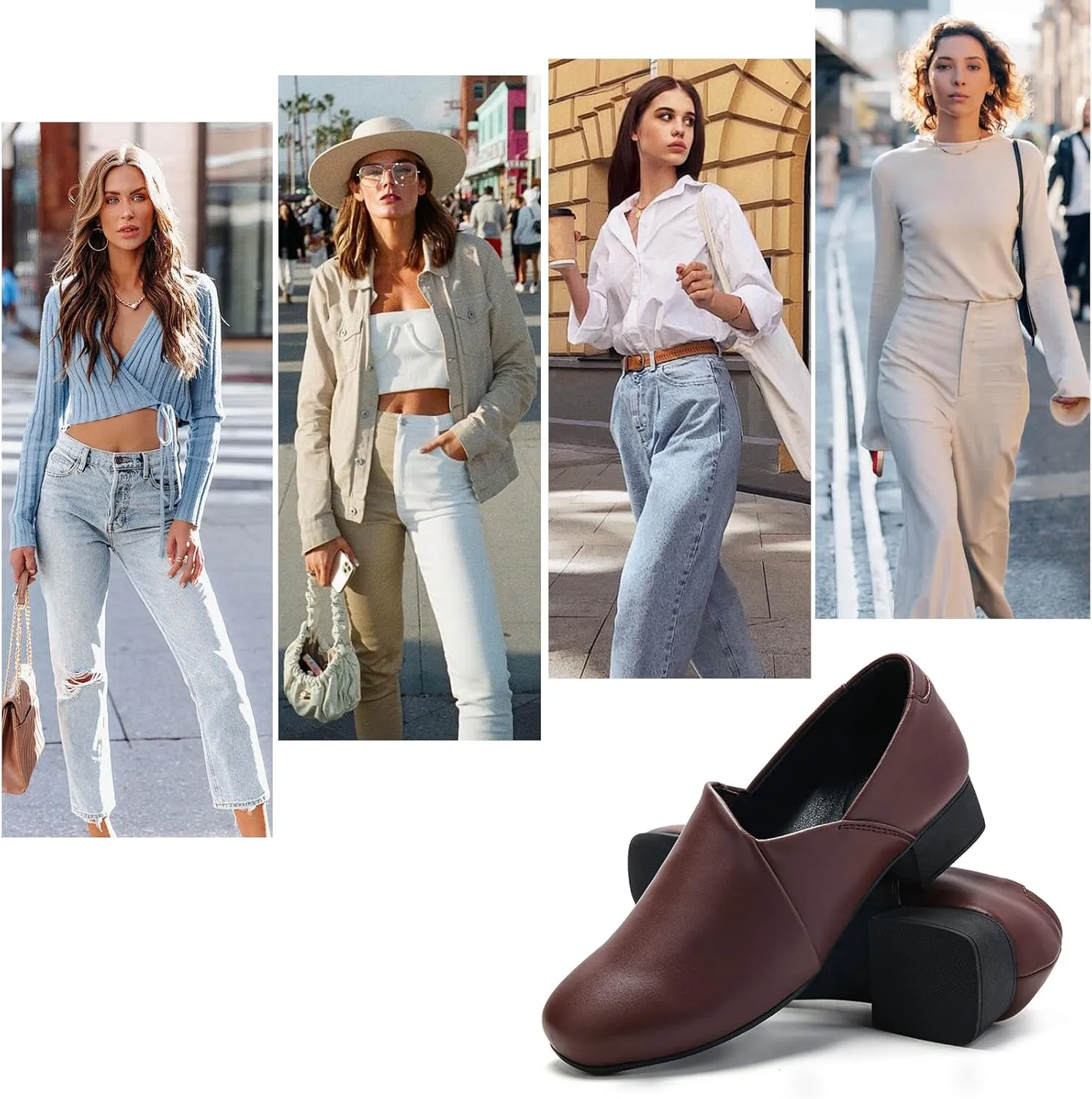 UZB Loafers for Women Dress Shoes Slip On Shoes Low Heel Casual Work Office Dressy Shoes