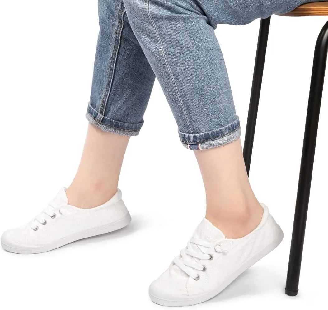 Vanessa Women's Slip On Canvas Shoes Low Top Fashion Sneakers Casual Flats Walking Shoes Comfy Loafers