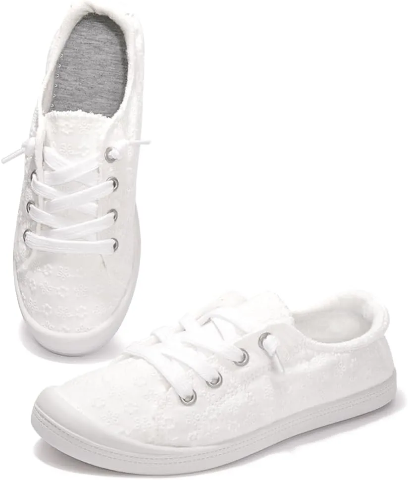 Vanessa Women's Slip On Canvas Shoes Low Top Fashion Sneakers Casual Flats Walking Shoes Comfy Loafers