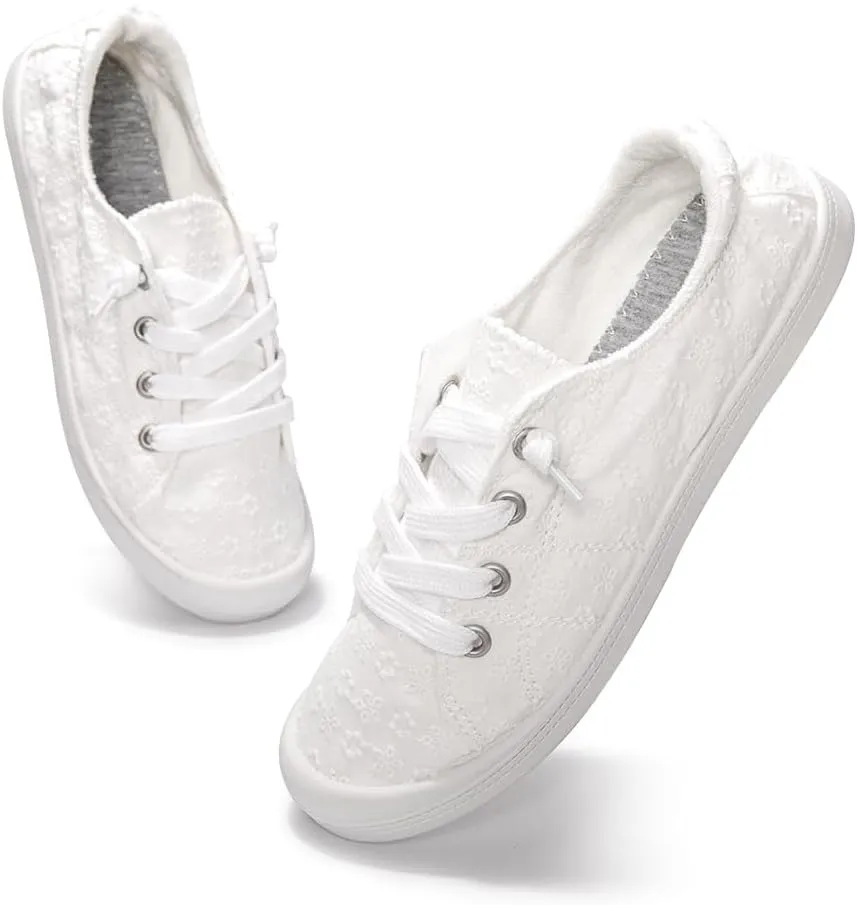 Vanessa Women's Slip On Canvas Shoes Low Top Fashion Sneakers Casual Flats Walking Shoes Comfy Loafers