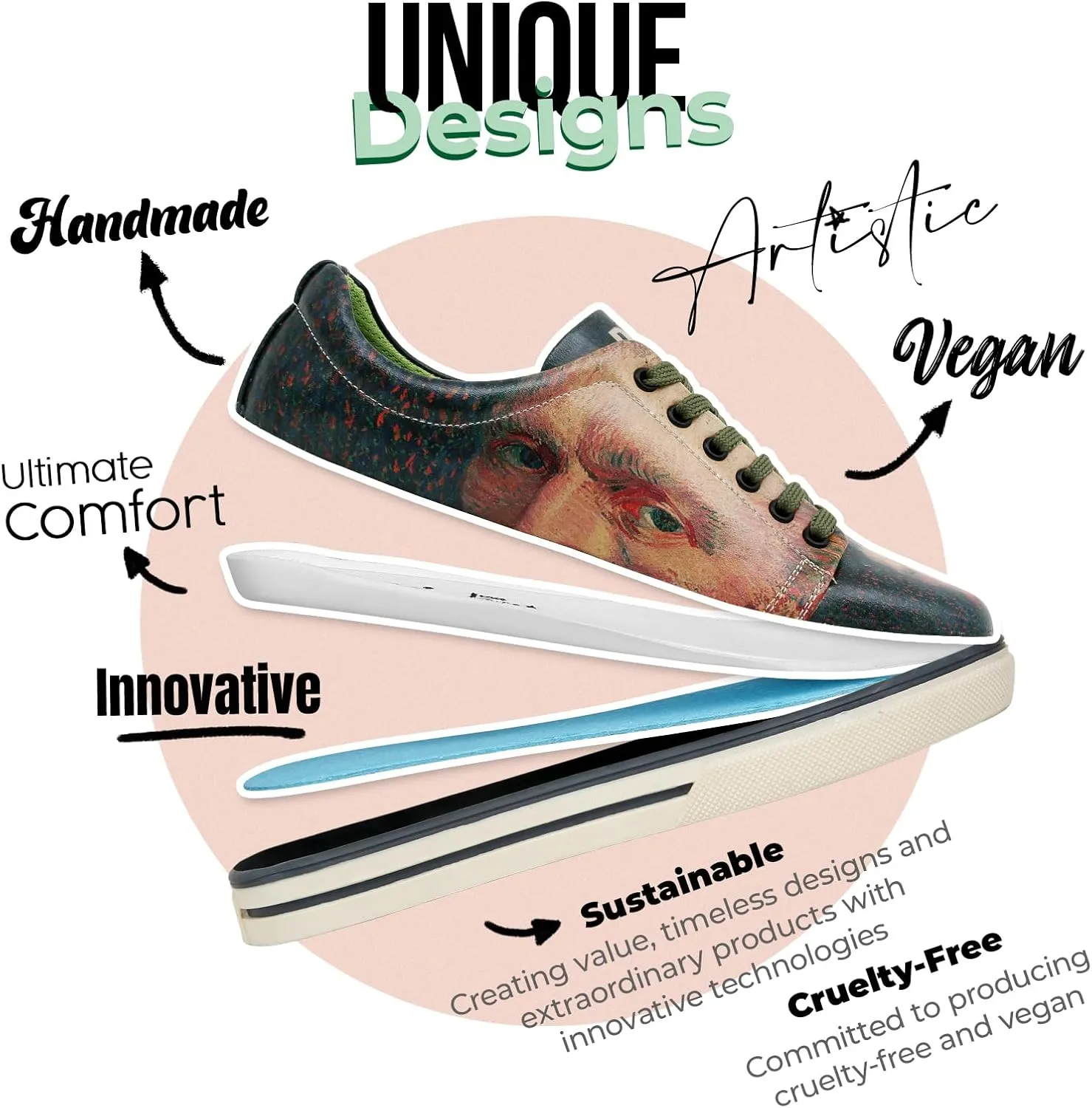 Vegan Leather Sneakers for Women - Handmade and Unique Fashion Sneakers for Women
