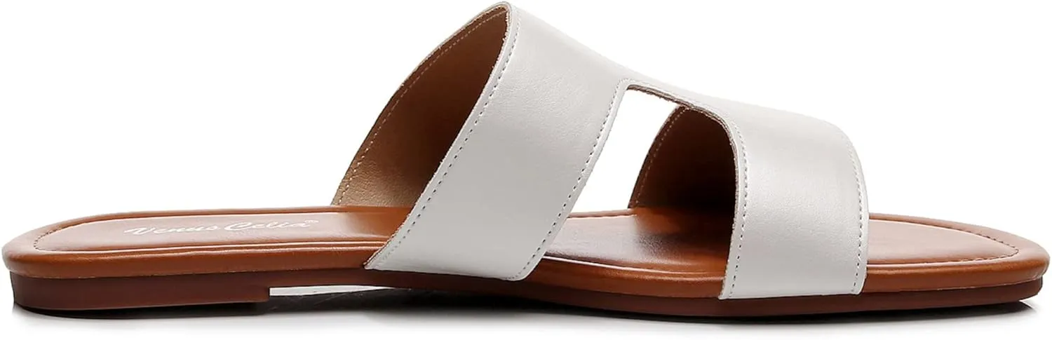 VenusCelia Women's H Band Wide Flat Sandal