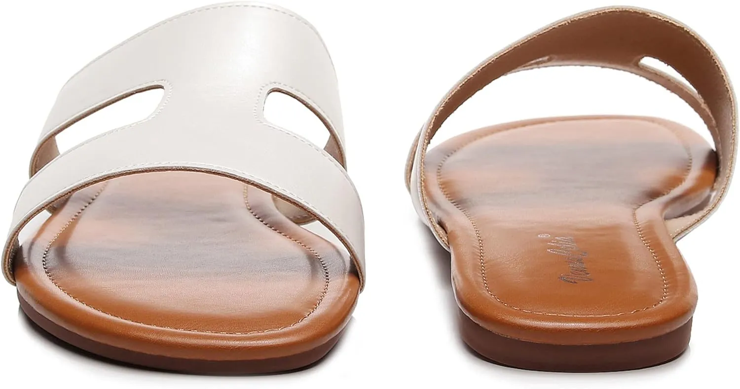 VenusCelia Women's H Band Wide Flat Sandal