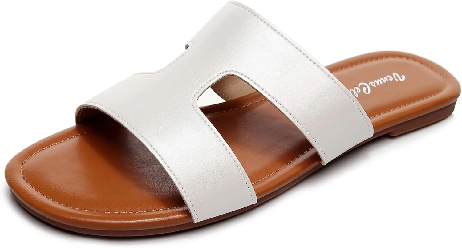 VenusCelia Women's H Band Wide Flat Sandal