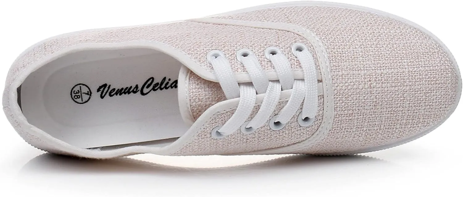 VenusCelia Women's Rainbow Lace Up Sneaker Shoes