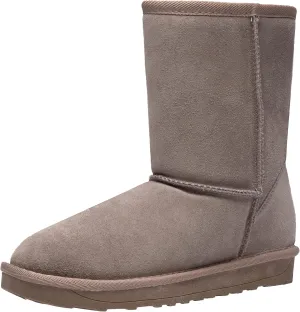 Vepose Women's Winter Snow Boots Warm Fur Mid Calf Tall Suede Fuzzy Slip on Shoes